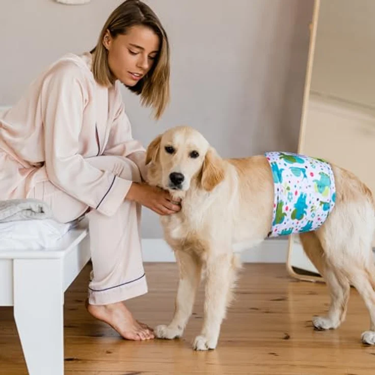 MICOOYO Wiederverwendbare Hundewindeln für Männliche Hunde, 3er-Pack, Waschbare Bauchbänder, Hochsaugfähig und Langlebig für Große Hunde (L), Taillengröße 38-43 cm – Bild 5