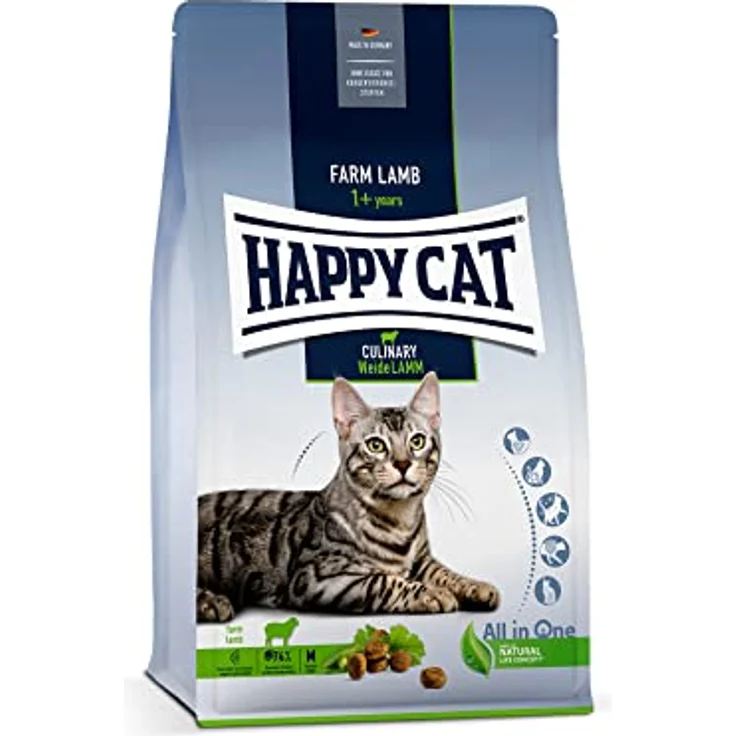 Happy Cat 70550 Culinary Adult Weide Lamm, Katzen-Trockenfutter für ausgewachsene Katzen, 10 kg, artgerecht und leicht verdaulich – Bild 1