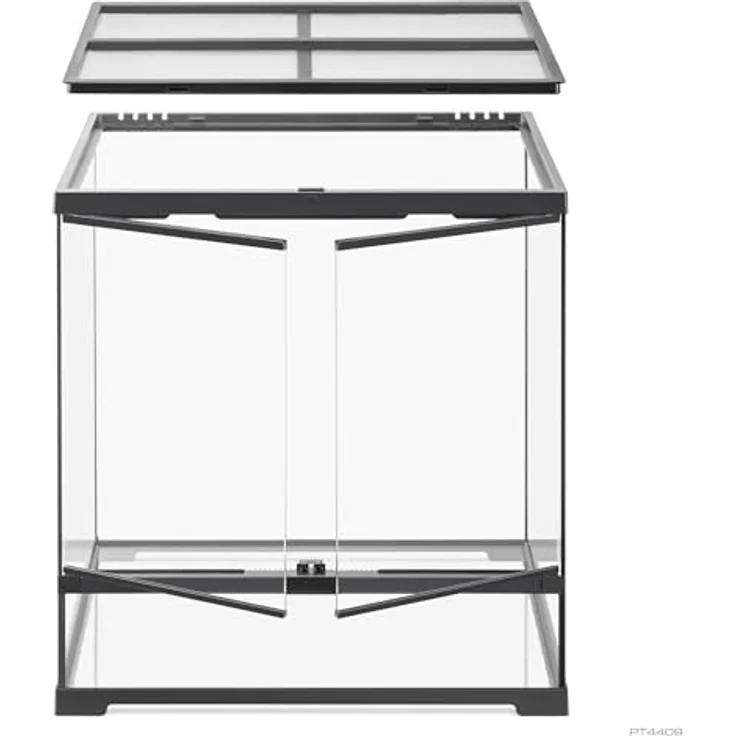 Exo Terra Pro Glasterrarium, Terrarium für Reptilien 60 x 45 x 60 cm mit verschließbarer Fronttür, Edelstahl-Netzgitterabdeckung und einstellbarem Belüftungssystem – Bild 3