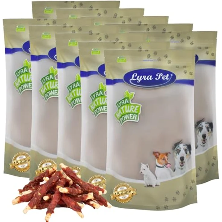 Lyra Pet® Kaurollen mit Entenbruststreifen, 10 kg, fettarm und gut verträglich, Kausnack für Hunde – Bild 1