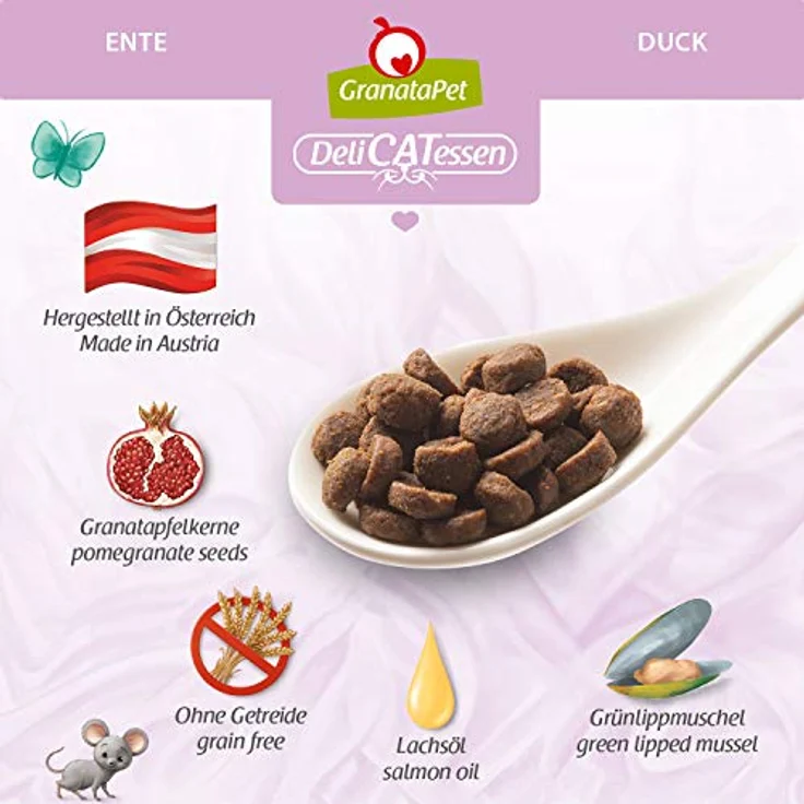 GranataPet DeliCatessen Ente Adult, Trockenfutter für Katzen, Alleinfuttermittel ohne Getreide & Zuckerzusätze, 9 kg, reich an Antioxidantien für ein gesundes Herz-Kreislaufsystem – Bild 3