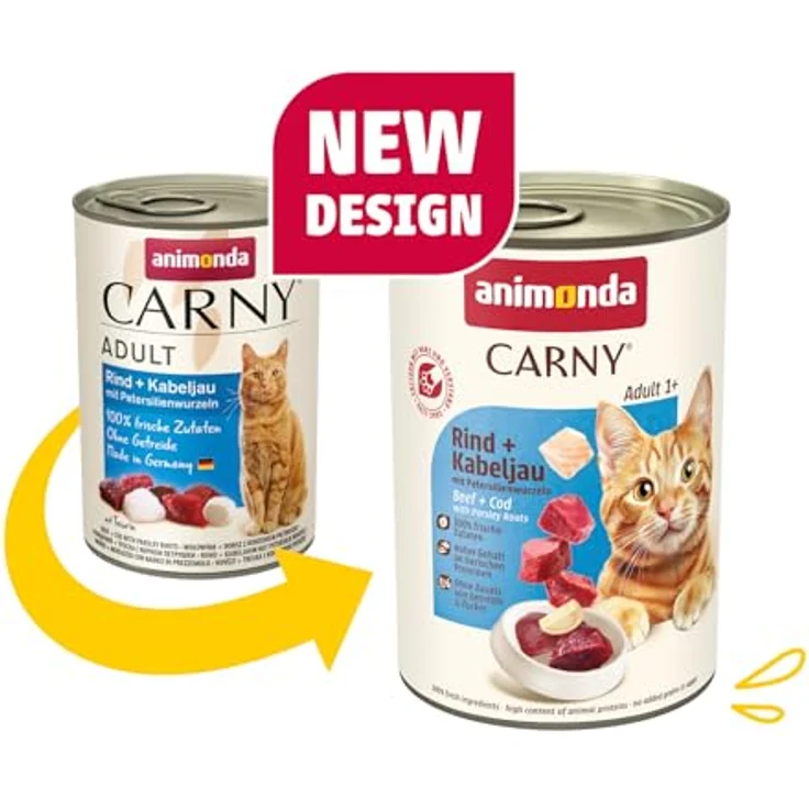 animonda Carny Katzen Nassfutter Rind + Kabeljau mit Petersilienwurzeln, getreidefreies Futter ohne Zucker, 6 x 400g, frische Zutaten für erwachsene Katzen – Bild 2