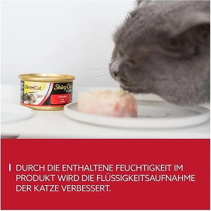 GimCat ShinyCat in Jelly Hühnchen, Nassfutter mit 38,6 % Fleischanteil und Taurin, 24 Dosen à 70 g – Bild 3