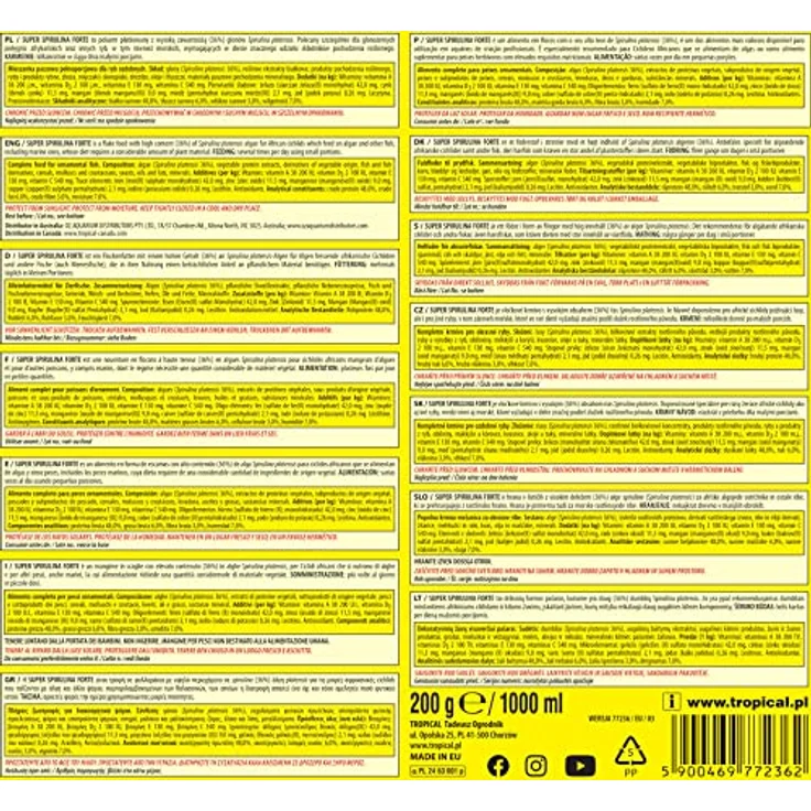 Tropical Super Spirulina Forte (36%) Flockenfutter für Meerwasserfische, 1 l Packung zur Unterstützung des Immunsystems – Bild 5