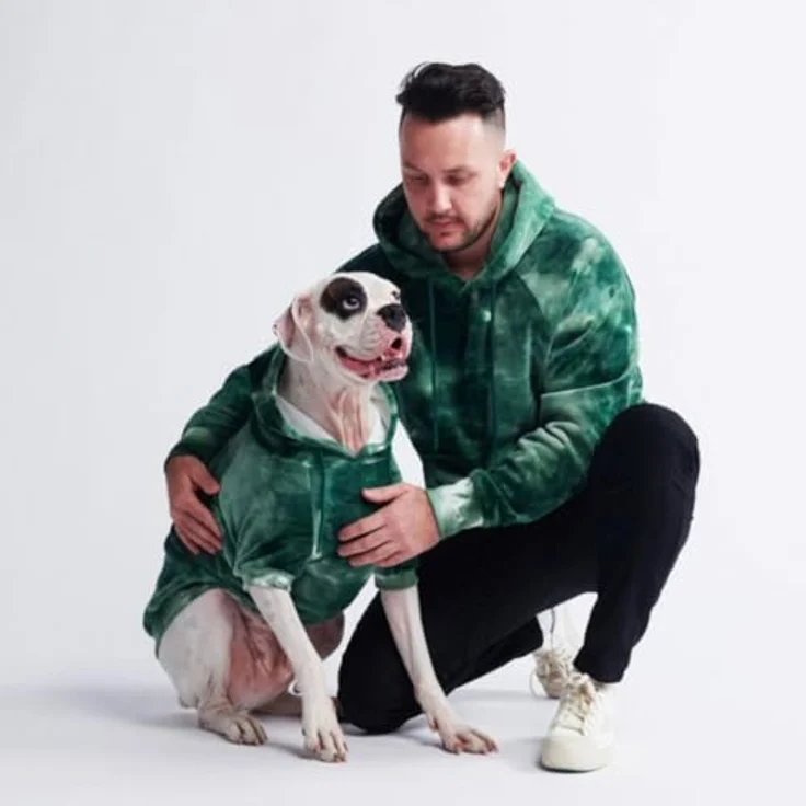 Spark Paws Hunde-Kapuzenpullover, Premium-Qualität, samtweich, mit Fleece-Innenfutter, geeignet für große Rassen, Green Skydye, Größe XL – Bild 5