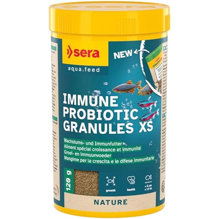 sera Immune Probiotic Granules XS 250 ml (120 g), Probiotisches Fischfutter für Zierfische bis 5 cm, über 50% Protein, fördert Wachstum und Abwehr – Bild 1