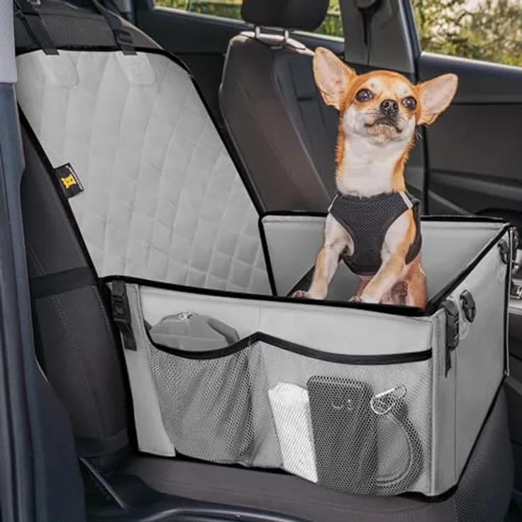 HELDENWERK® Hundeautositz, extra stabil mit 5 Gurten, kratzfest & reißfest, universell einsetzbar, wasserdicht, schwarz