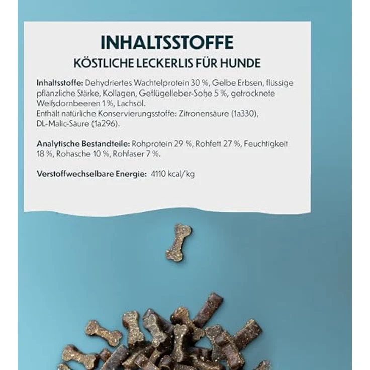 PrimaDog Wild Bites, Getreidefreie Leckerlis mit Wachtelfleisch und Weißdornbeeren, 150 g – Bild 4