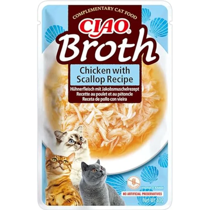 INABA Ciao Broth Nassfutter für Katzen, 28% Hühnerfleisch, getreide- und zuckerfrei, kalorienarm, 40 g (1er Pack) – Bild 1