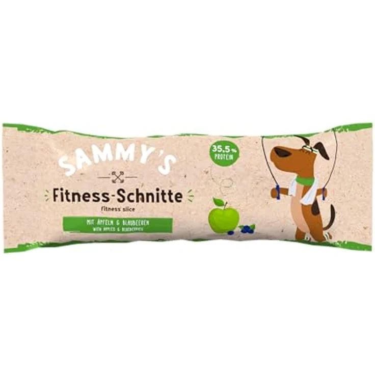 Sammy's Fitness Schnitte mit Äpfeln und Blaubeeren, Proteinreich, schonend hergestellt, getreidefrei, Hundeleckerli, Trainingssnack, 20 x 25 g – Bild 2