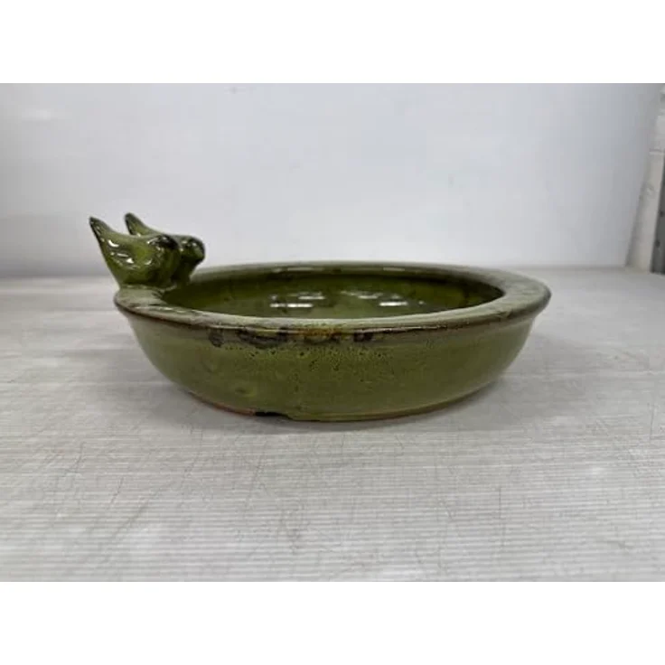 Esschert Design Keramik Vogelbad Farbe grün – Bild 3