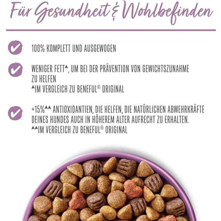 PURINA BENEFUL Glückliche Jahre 7+, Hunde-Trockenfutter mit Huhn und Gemüse, 12 kg, für Senioren – Bild 5