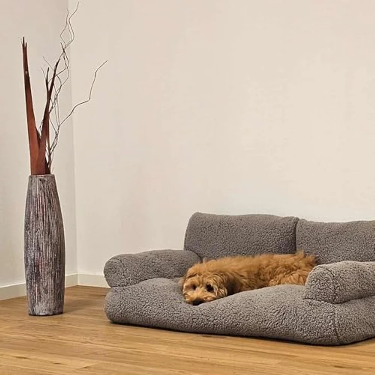 Nobby Komfort Plüschsofa Classic Teddy, hellgrau, L x B x H: 100 x 65 x 35 cm, samtweich mit Anti-Rutsch-Noppen – Bild 3