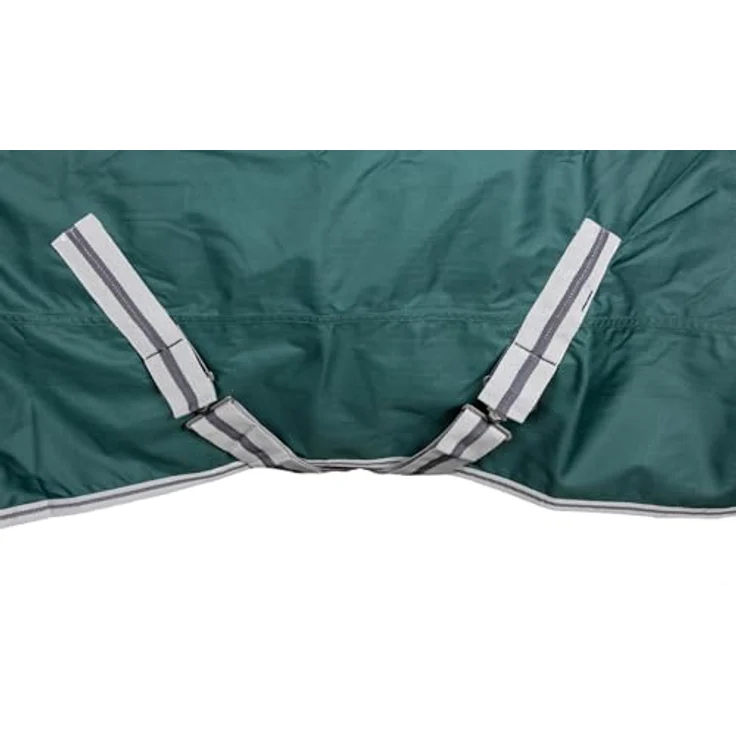 RL24 Weidedecke High Neck Basicline 600D, wasserdichte Regendecke & Übergangsdecke für Pferde, Grün, Größe 85cm (300g/m² Füllung) mit Kreuzbegurtung und hohem Halsansatz – Bild 3
