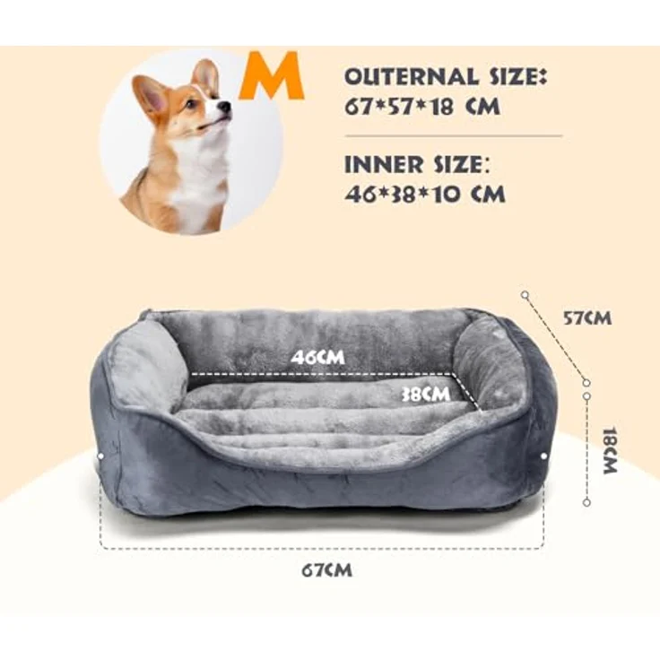 Nobleza Hundebett M, 67x57cm, Rutschfestes Haustierbett mit superweicher Faserfüllung, Waschbar für kleine und mittelgroße Hunde und Katzen – Bild 3
