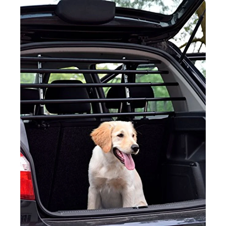 dobar® 62200 Walky Barrier Trenngitter, umklappbares Kofferraum Hundegitter aus Edelstahl, einstellbar 28-36 cm Höhe & 82-141 cm Breite, schwarz – Bild 4