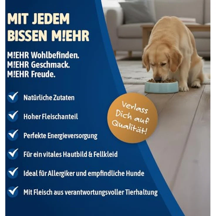 NutriQM® M!EAT Hundefutter Trocken Adult, 7,5 kg (5×1,5kg), getreidefreies Trockenfutter mit 70 % Fleischanteil Geflügel & Rind, ohne Zuckerzusatz, ITW Tierwohl-Siegel, Made in Germany – Bild 3