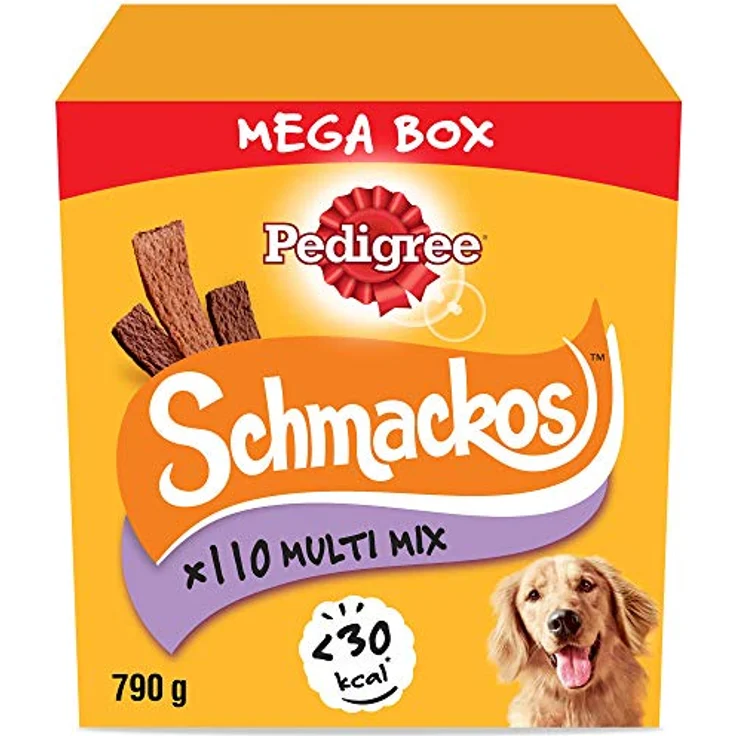 Pedigree Schmackos Multi Mix Streifen, Hundesnacks mit Rind, Geflügel & Lamm, 5 x 22 Stück, weniger als 30 kcal, mit Omega 6 und Vitamin E – Bild 1