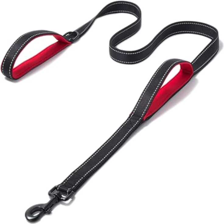 Eyeleaf Hundeleine, 1,8 m reflektierend, doppelt gepolstert, strapazierfähig aus Nylon, für große und mittlere Hunde, schwarz – Bild 1