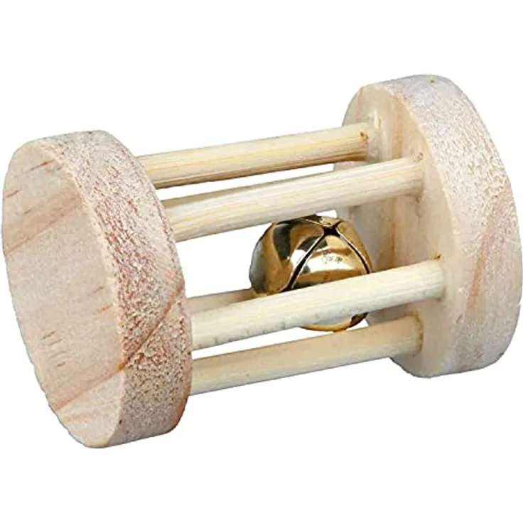 TRIXIE Tier-Beschäftigungsspielzeug Spielrolle, Kleintiere, Holz, Maße: ø 3,5 x 5 cm / für z.B.: Mäuse, Hamster, Naturmaterial
