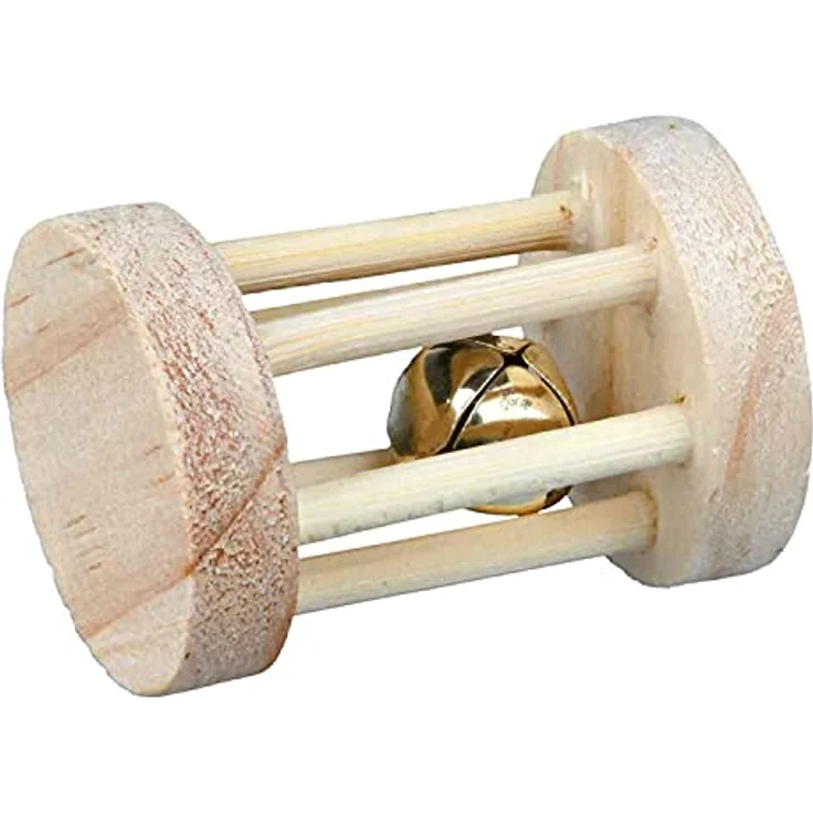 TRIXIE Tier-Beschäftigungsspielzeug Spielrolle, Kleintiere, Holz, Maße: ø 3,5 x 5 cm / für z.B.: Mäuse, Hamster, Naturmaterial – Bild 1