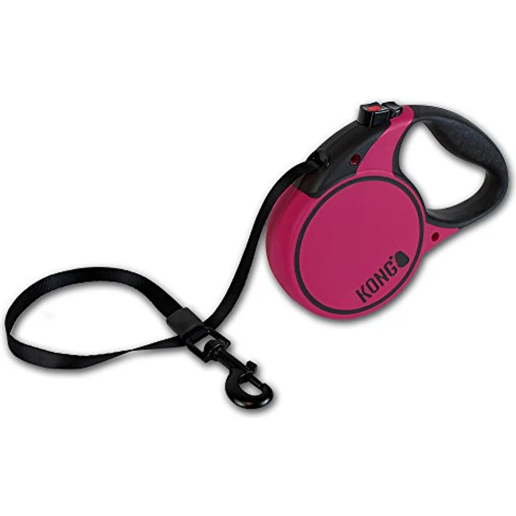 KONG ausrollbare Hundeleine 5m für große Hunde bis 50kg, Größe L, pink, mit Break & Lock System, Softgriff und reflektierendem Gurt – Bild 1
