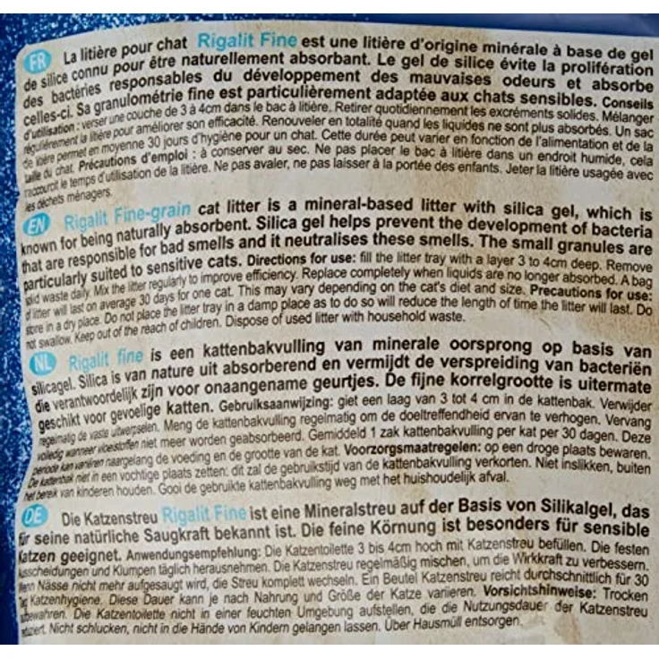 Riga Rigalit Feinkörnig, hyperabsorbierendes Katzenstreu aus mineralischem Silica-Gel, geruchsabsorbierend und bakterienhemmend, 1.6 kg (1er Pack) – Bild 4