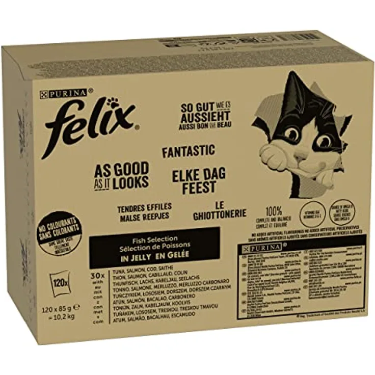 FELIX Geschmacksvielfalt Wasser, Katzen-Nassfutter in Gelee, 120x85 g