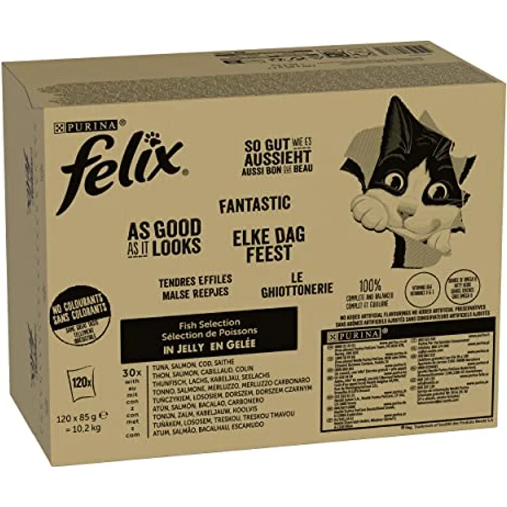 FELIX Geschmacksvielfalt Wasser, Katzen-Nassfutter in Gelee, 120x85 g – Bild 1
