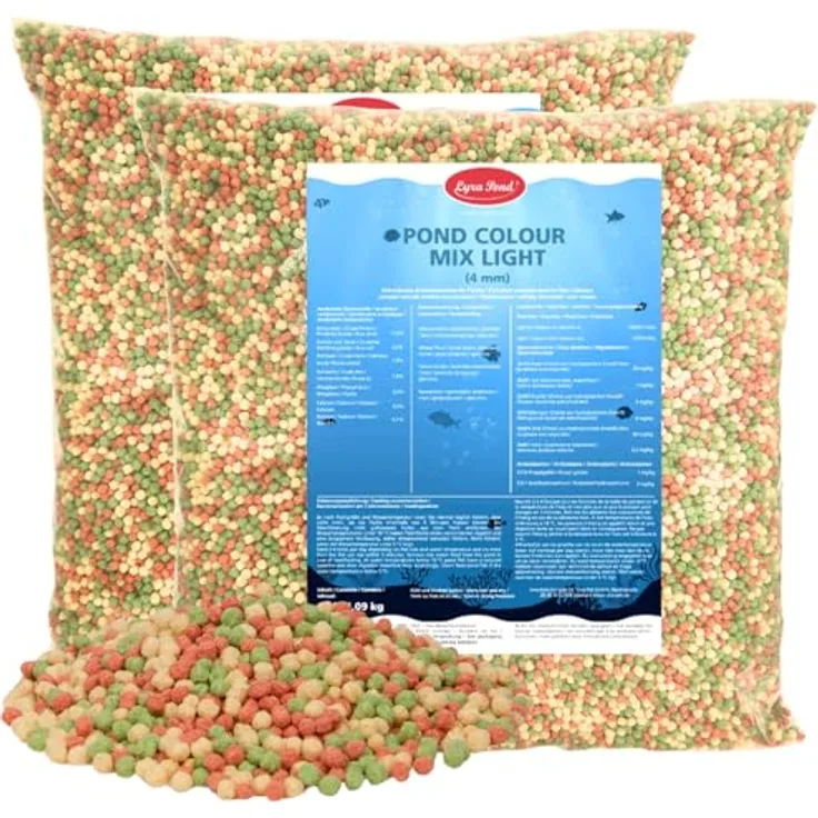 Lyra Pond® 2 x 10 L Pond Colour Mix Light, nährstoffreiches Fischfutter für kräftige Farben, leicht schwimmend
