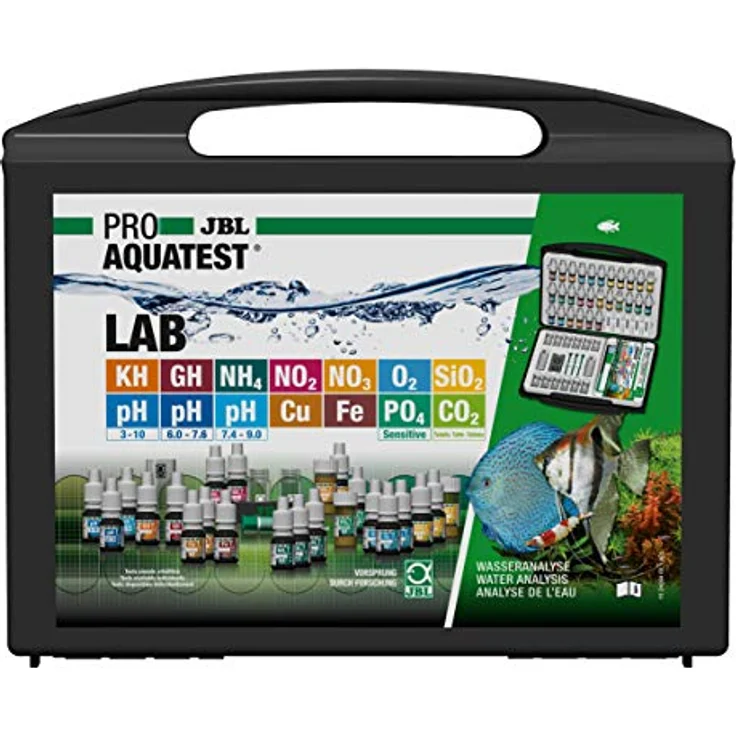 JBL ProAquaTest Lab, Aquarium-Wassertestset mit 13 Tests, Glasküvetten und CO2-Tabelle – Bild 2
