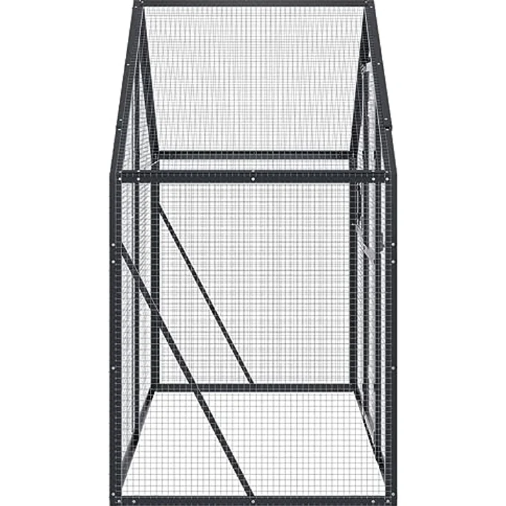 vidaXL Vogelvoliere mit Maschendraht, stabiler Aluminium-Vogelkäfig für den Außenbereich, anthrazit, abschließbare Tür und Fenster – Bild 4