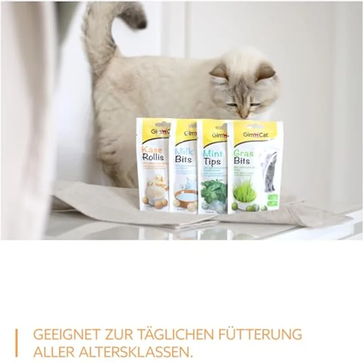 GimCat Käse Rollis, Getreidefreier Katzensnack mit echtem Hartkäse und Vitaminen, 425 g Beutel – Bild 5