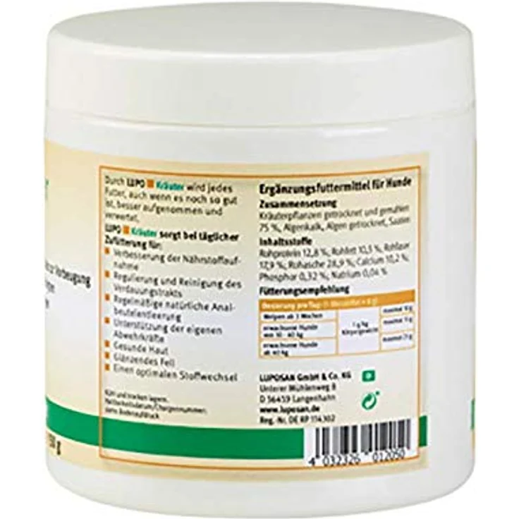 Luposan Kräuterpulver, Hunde Nahrungsergänzungsmittel zur Förderung der Nährstoffaufnahme, 150g – Bild 3