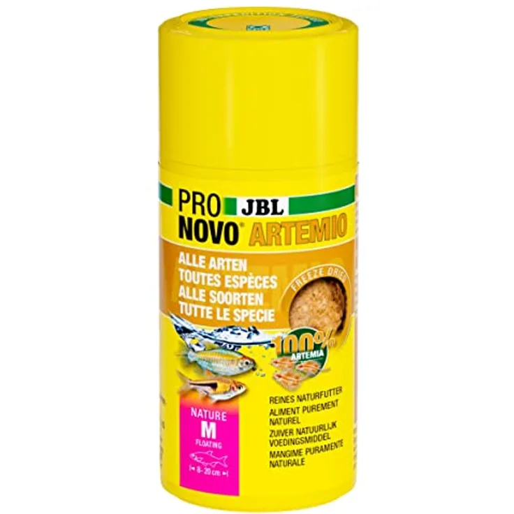JBL PRONOVO ARTEMIO, gefriergetrocknete Artemia-Leckerbissen für Zierfische von 8-20 cm, Größe M, 100 ml