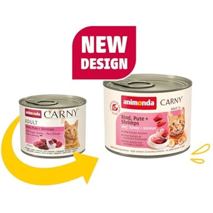 animonda Carny Katzen Nassfutter Rind + Pute + Shrimps (6 x 200g), getreidefreies Futter ohne Zucker, frische fleischige Zutaten für ausgewachsene Katzen – Bild 2