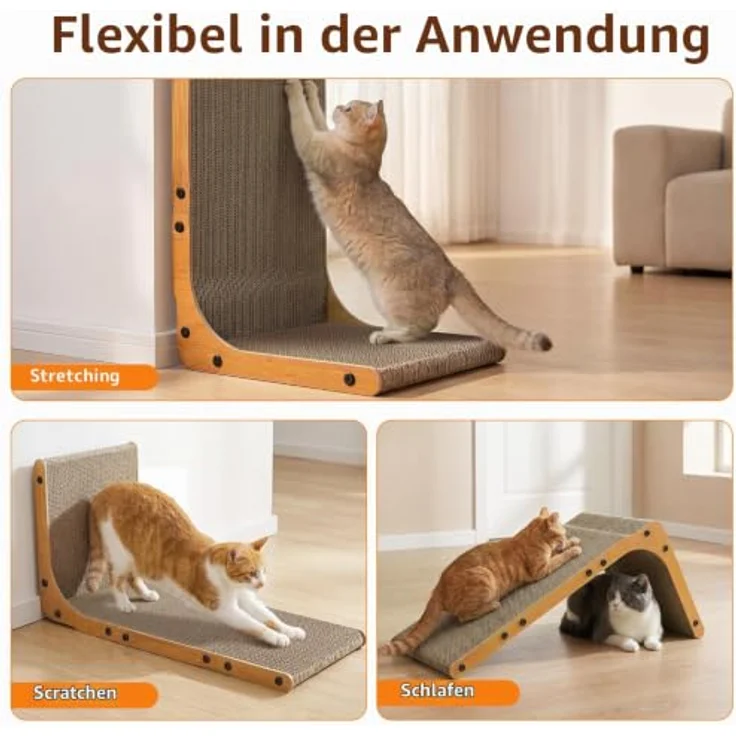 Gimars Kratzbrett Katze 58cm L-Form, stabiles Set aus Kratzpappe, vertikales Kratzmöbel mit rutschfester Unterseite zum Schutz von Möbeln, langlebig und platzsparend – Bild 2