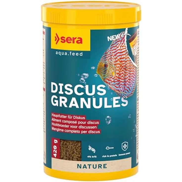 sera Discus Granules 1 L, Hauptfutter für Diskus, langsam sinkendes Softgranulat mit hochwertigem Protein und prebiotischer Wirkung