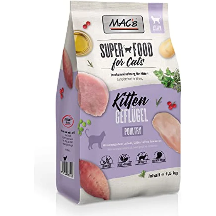 MAC's Katzenfutter getreidefrei Kitten, 1.5 kg - hoher Fleischanteil, ohne künstliche Aromastoffe, Made in Germany – Bild 1
