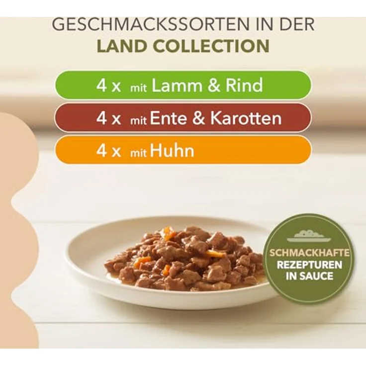 IAMS Delights Land Collection Katzenfutter Nass Getreidefrei, Multipack mit 12 x 85g in Sauce, 4x Lamm & Rind, 4x Ente & Karotten, 4x Huhn, getreidefreies Nassfutter für Katzen ab 1 Jahr – Bild 3