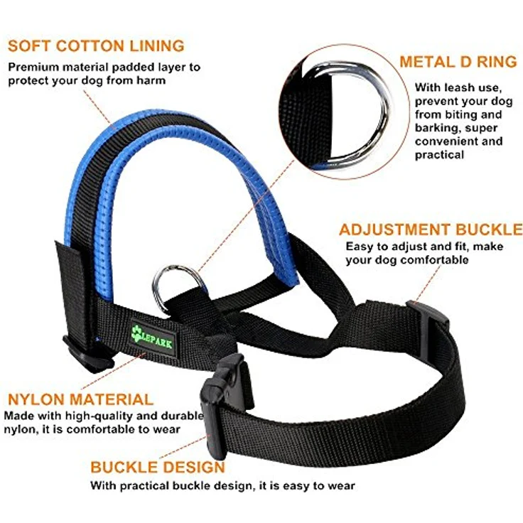 ILEPARK Maulkorb aus Nylon, anpassbare Schlinge für aggressive Hunde, XXL, Blau – Bild 4