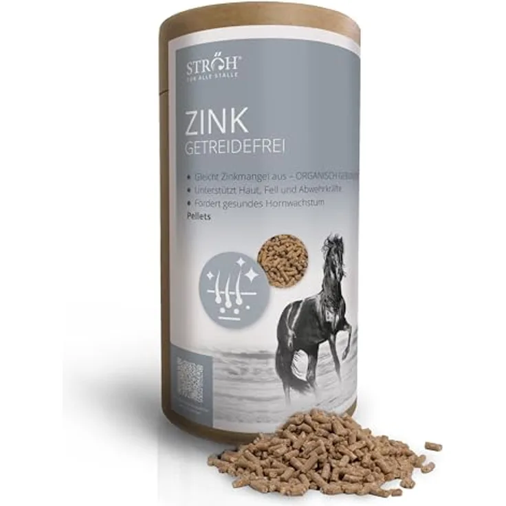 STRÖH Zink-Pellets für Pferde (1,4kg) • Melasse- & getreidefrei • Unterstützt Haut, Fell & Hufe bei Zinkmangel