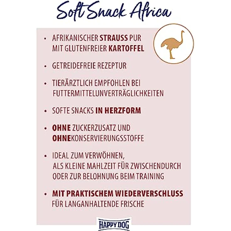 Happy Dog Kombi-Paket: Soft Snack India & Africa, weizenfrei, 6 x 100 g, herzförmig, ohne Zucker und Konservierungsstoffe, hergestellt in Deutschland – Bild 2