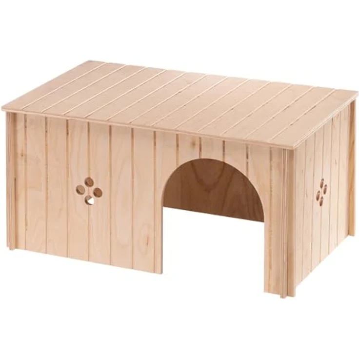 Ferplast SIN MAXI Kaninchenhaus, FSC-zertifiziertes Holz mit Flachdach und Belüftungslöchern, Bausatz, 52 x 31 x H 26 cm, für Kaninchen und große Nagetiere – Bild 4
