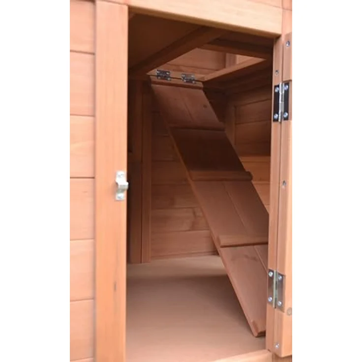 Mucola Hasenstall mit Freilaufgehege, Kleintiergehege aus Holz 171x80x166 cm, inkl. 2 Rampen, 2 Nestboxen (4 Nistplätze), wetterfest und sicher – Bild 3