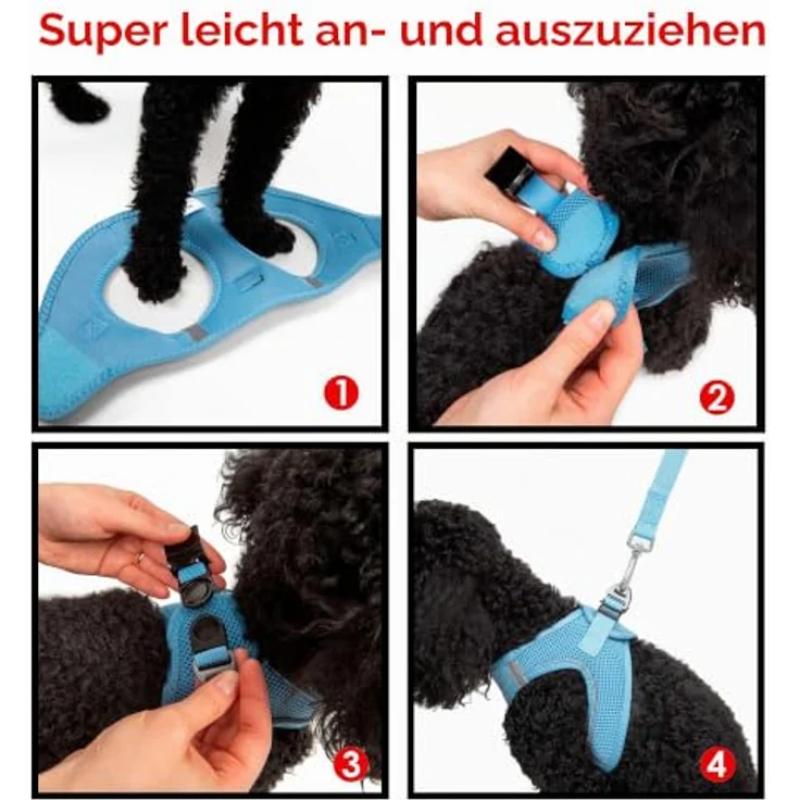 Tailpetz Air-Mesh Brustgeschirr für kleine und mittelgroße Katzen und Hunde – Weich, Atmungsaktiv, Strapazierfähig, Blau, 2XS (Brustumfang 30,5–33 cm) – Bild 3