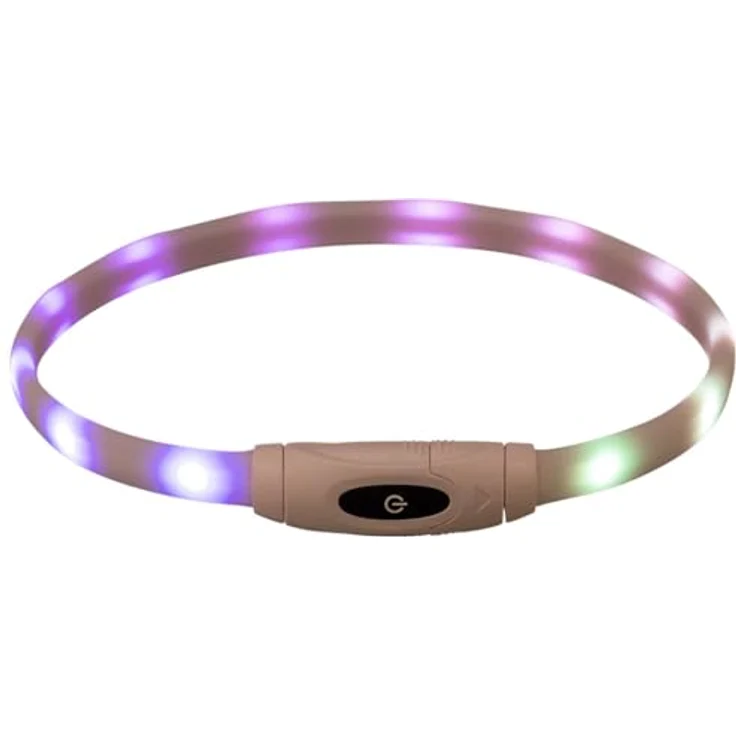 Trixie Flash Leuchtring USB Silikon, Größe XS - XL, 65 cm Halsumfang, 16 mm breit, weiß, spritzwassergeschützt, 9 Leuchtmodi – Bild 3