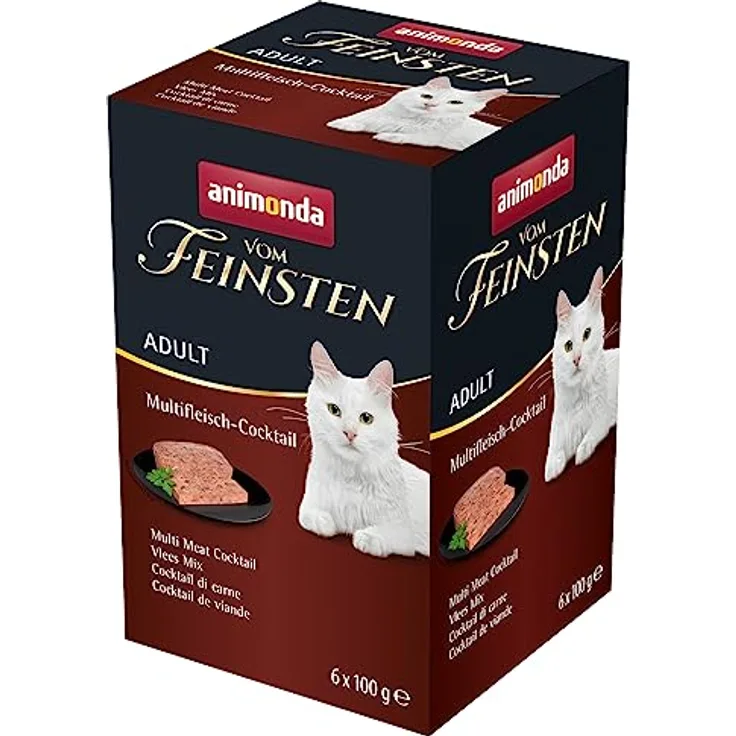 Animonda Vom Feinsten Adult, 6x100g Multifleisch Cocktail, Alleinfuttermittel für ausgewachsene Katzen mit ausgewählten Fleischsorten