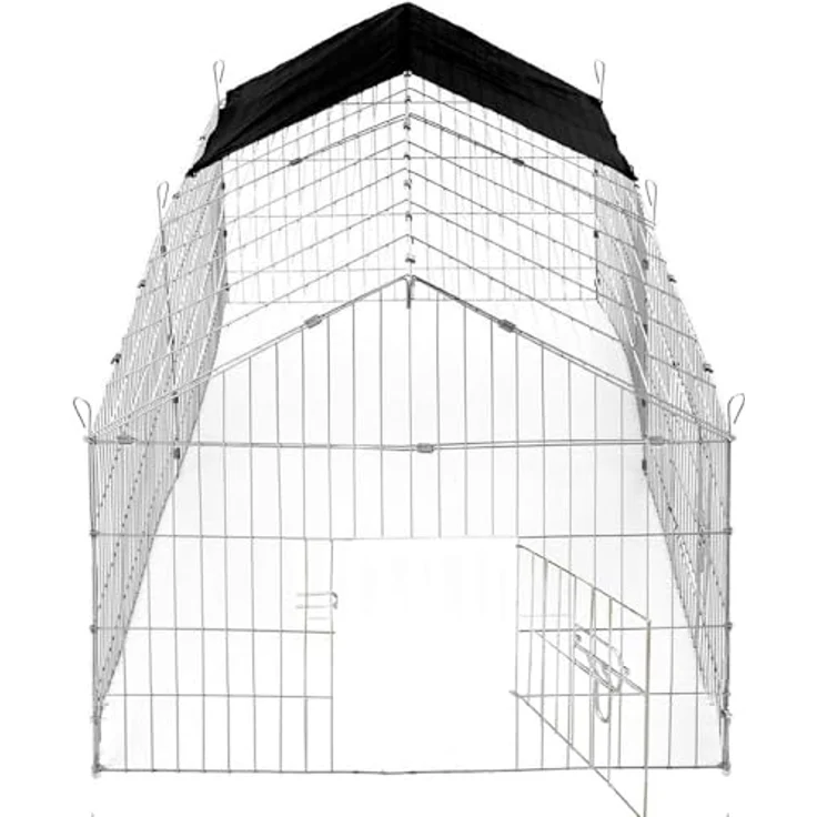 Mucola Freigehege Kleintiere 180x75x75 cm, verzinktes Metall mit Sonnenschutz, faltbar, 4 Türen, fuchssicher, für Kaninchen und Meerschweinchen, Outdoor geeignet – Bild 1