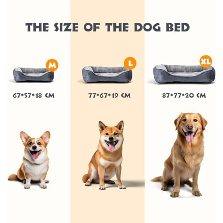 Nobleza Hundebett L, 77x67cm, Rutschfestes Hundekorb mit weicher Faserfüllung, waschbar für große Hunde und Katzen – Bild 5